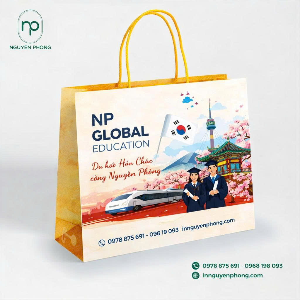 Mẫu in túi giấy dành cho công ty du học, giáo dục